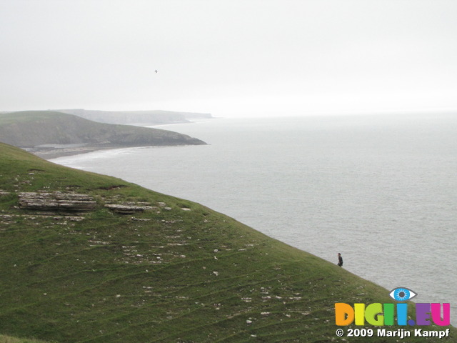 SX08015 Wouko walking on cliff towards Southerndown